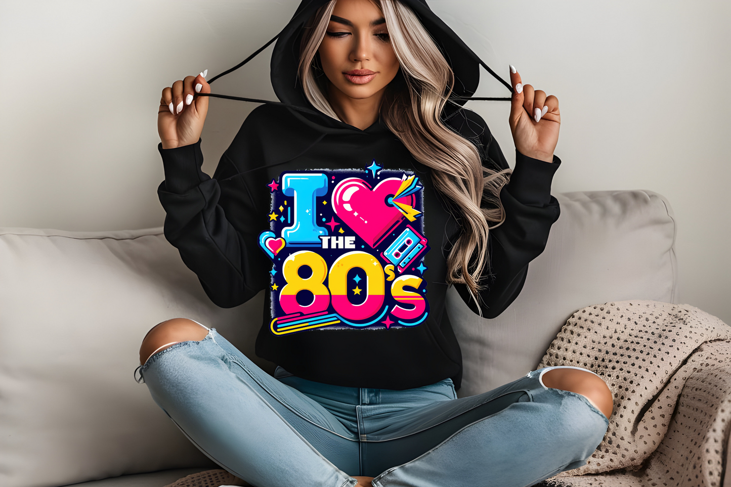 Rock your style with the "I ♥ THE 80s" Hoodie from Besttee & Friends
