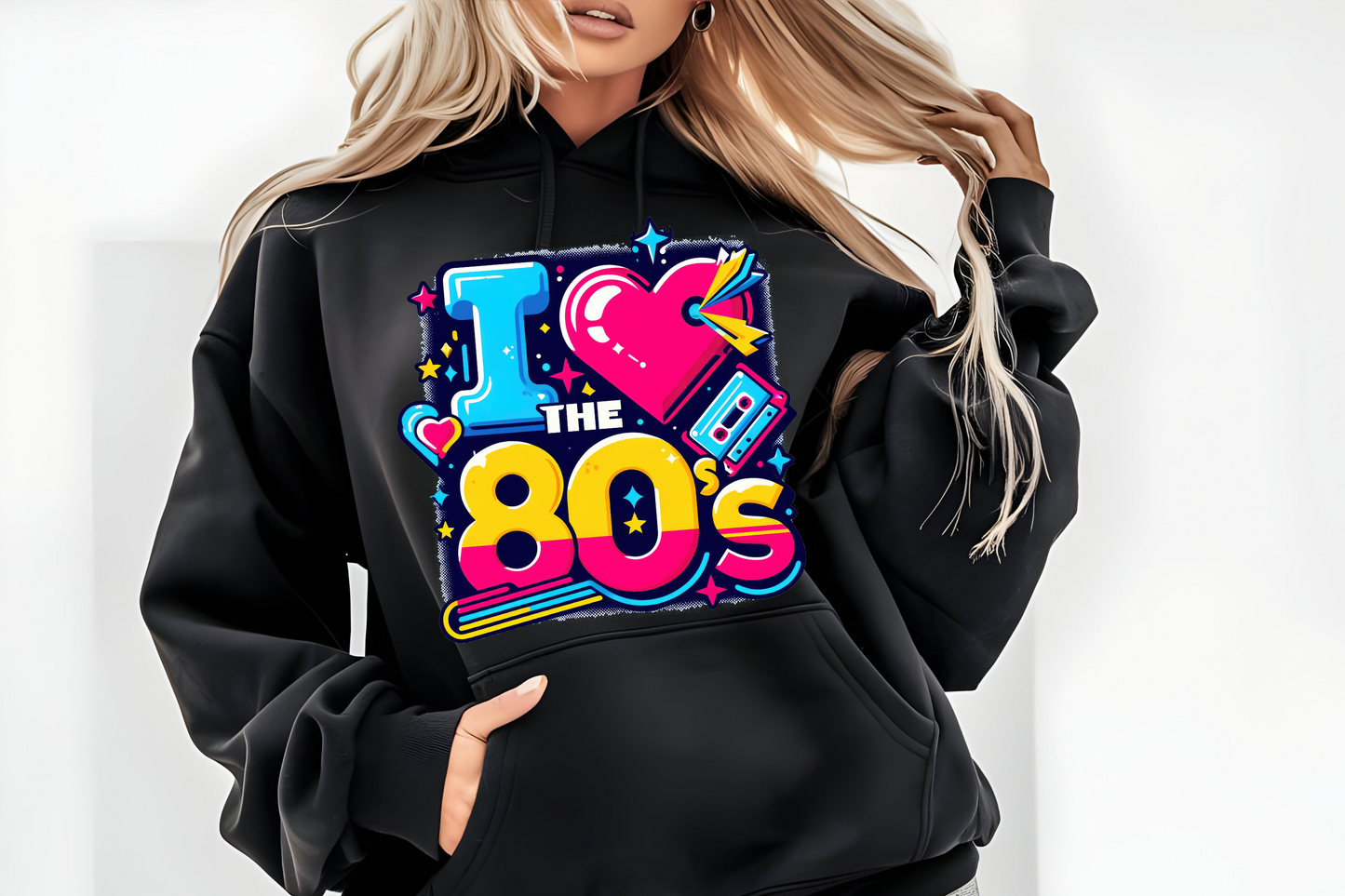 Rock your style with the "I ♥ THE 80s" Hoodie from Besttee & Friends